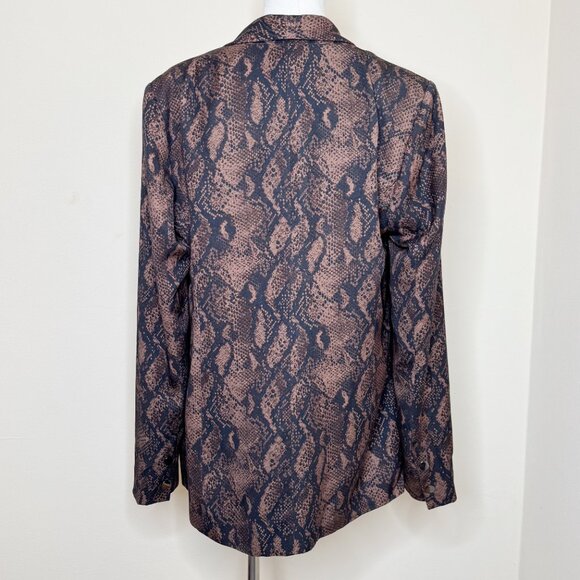 PAIGE Karissa Snake Print Blazer Brown Black Double-Breasted Size L - Picture 16 of 16